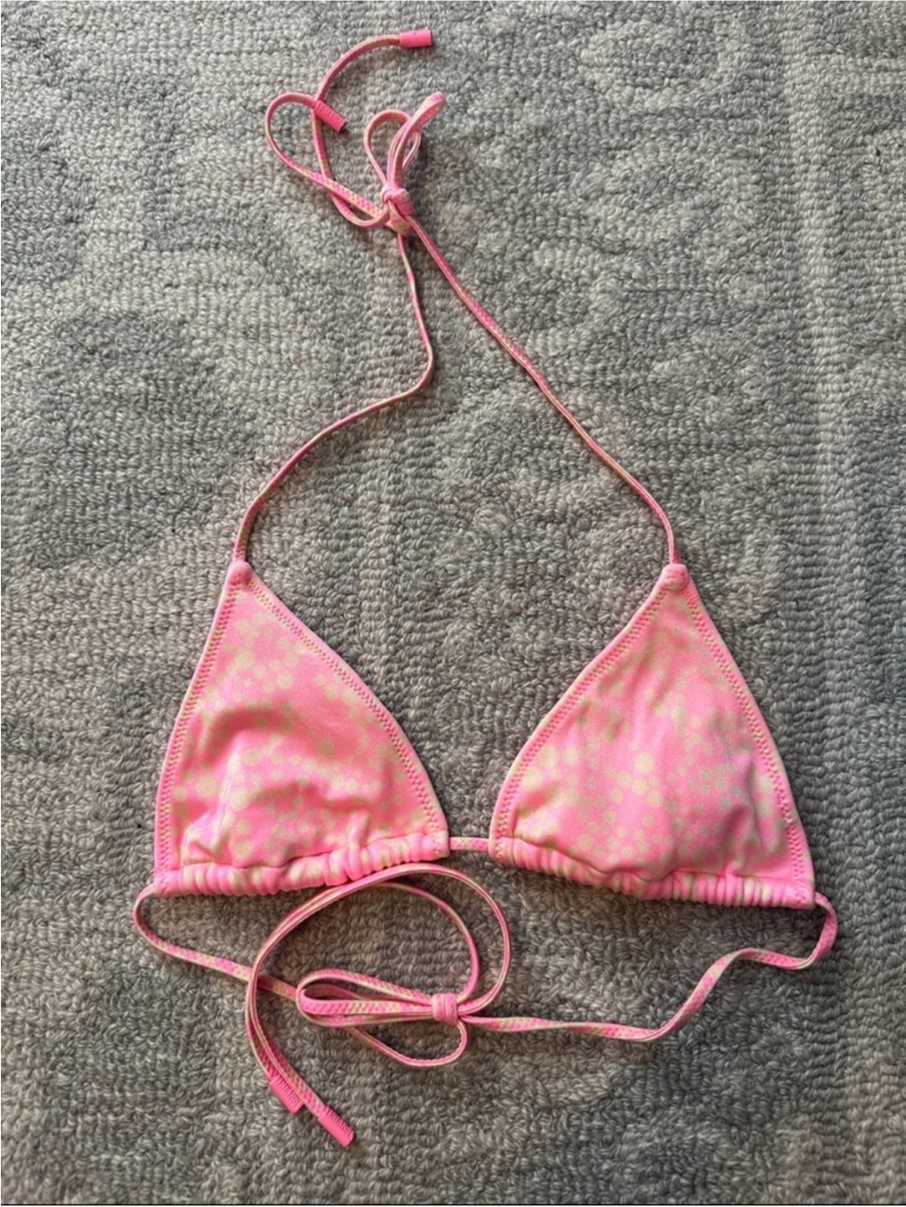 Triangl Swimwear Pink & Yellow Polka Dot Vinca Bikini Top | S
